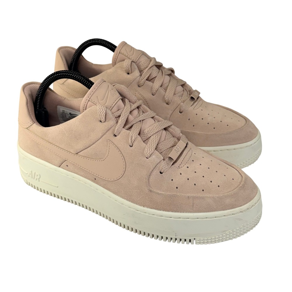 Nike Air Force 1 Low Sneaker Women 10 Particle Beige Suede Platform Sporty Retro